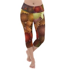 Flower Flora Decoration Pattern Drawing Floral Lightweight Velour Capri Yoga Leggings