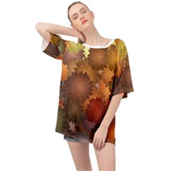 Flower Flora Decoration Pattern Drawing Floral Oversized Chiffon Top by Jancukart