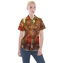 Flower Flora Decoration Pattern Drawing Floral Women s Short Sleeve Pocket Shirt