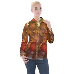 Flower Flora Decoration Pattern Drawing Floral Women s Long Sleeve Pocket Shirt