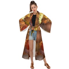 Flower Flora Decoration Pattern Drawing Floral Maxi Kimono