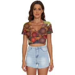 Flower Flora Decoration Pattern Drawing Floral V-neck Crop Top