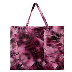 Flower Flora Decoration Pattern Drawing Leaves Zipper Large Tote Bag