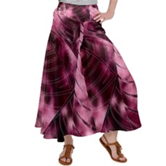 Flower Flora Decoration Pattern Drawing Leaves Satin Palazzo Pants