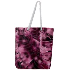 Flower Flora Decoration Pattern Drawing Leaves Full Print Rope Handle Tote (Large)