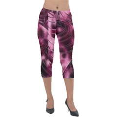 Flower Flora Decoration Pattern Drawing Leaves Lightweight Velour Capri Leggings 