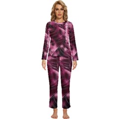 Flower Flora Decoration Pattern Drawing Leaves Womens  Long Sleeve Lightweight Pajamas Set