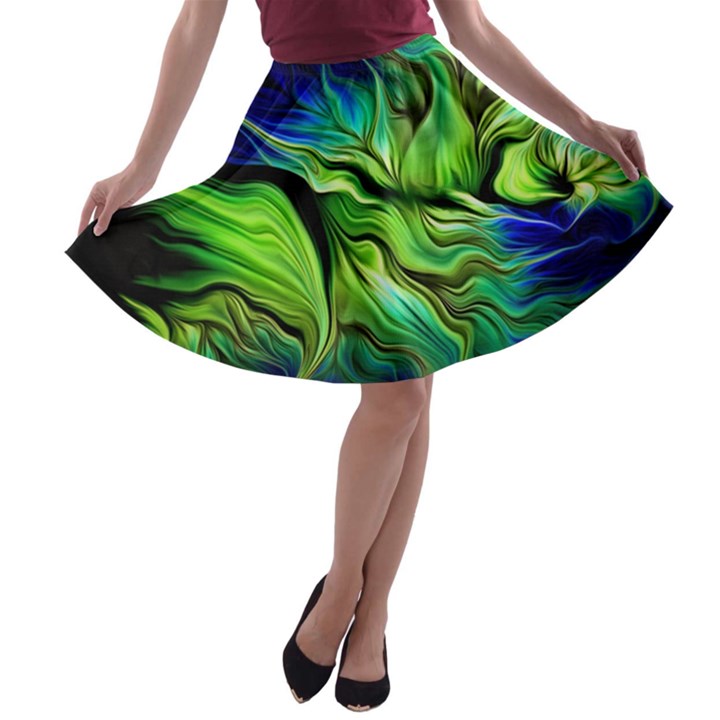 Fractal Art Pattern Abstract Fantasy Digital A-line Skater Skirt