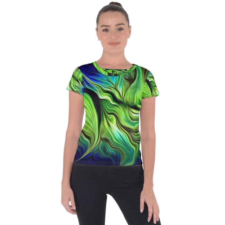 Fractal Art Pattern Abstract Fantasy Digital Short Sleeve Sports Top 