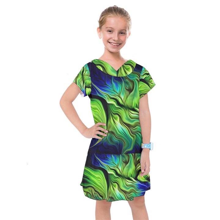 Fractal Art Pattern Abstract Fantasy Digital Kids  Drop Waist Dress