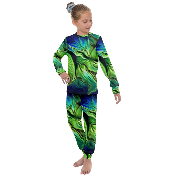 Fractal Art Pattern Abstract Fantasy Digital Kids  Long Sleeve Set 