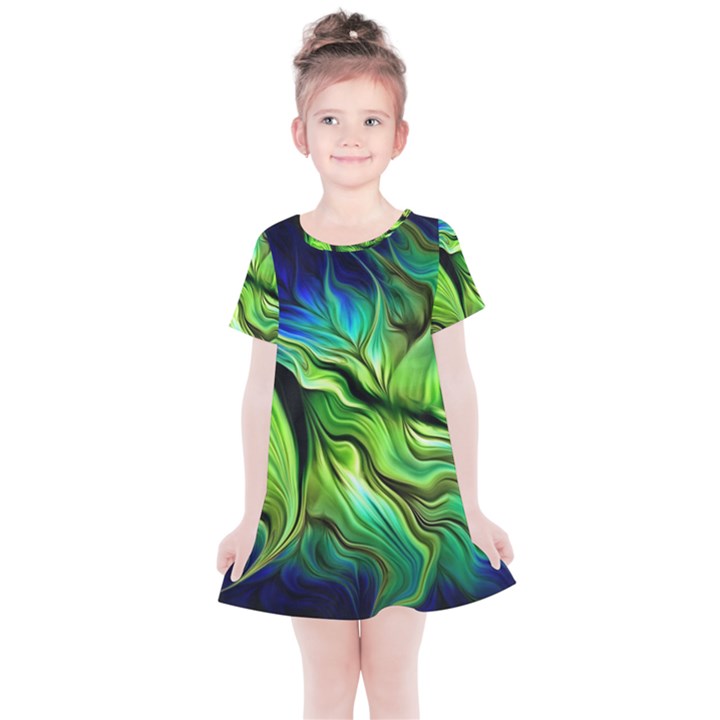 Fractal Art Pattern Abstract Fantasy Digital Kids  Simple Cotton Dress