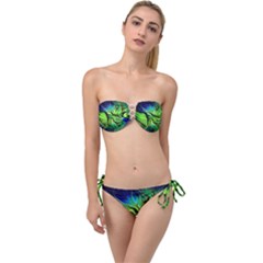 Fractal Art Pattern Abstract Fantasy Digital Twist Bandeau Bikini Set by Jancukart