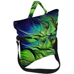 Fractal Art Pattern Abstract Fantasy Digital Fold Over Handle Tote Bag by Jancukart