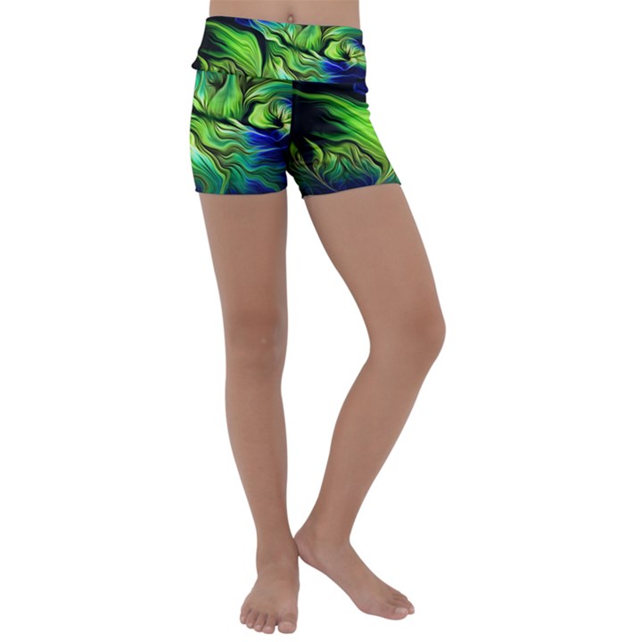 Fractal Art Pattern Abstract Fantasy Digital Kids  Lightweight Velour Yoga Shorts