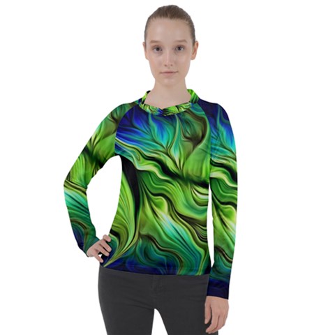 Fractal Art Pattern Abstract Fantasy Digital Women s Pique Long Sleeve Tee by Jancukart