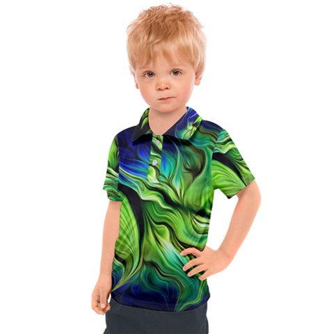 Fractal Art Pattern Abstract Fantasy Digital Kids  Polo Tee by Jancukart