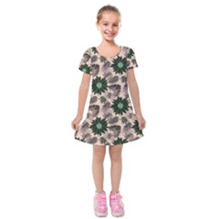 Floral Flower Spring Rose Watercolor Wreath Kids  Short Sleeve Velvet Dress