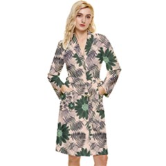 Floral Flower Spring Rose Watercolor Wreath Long Sleeve Velour Robe