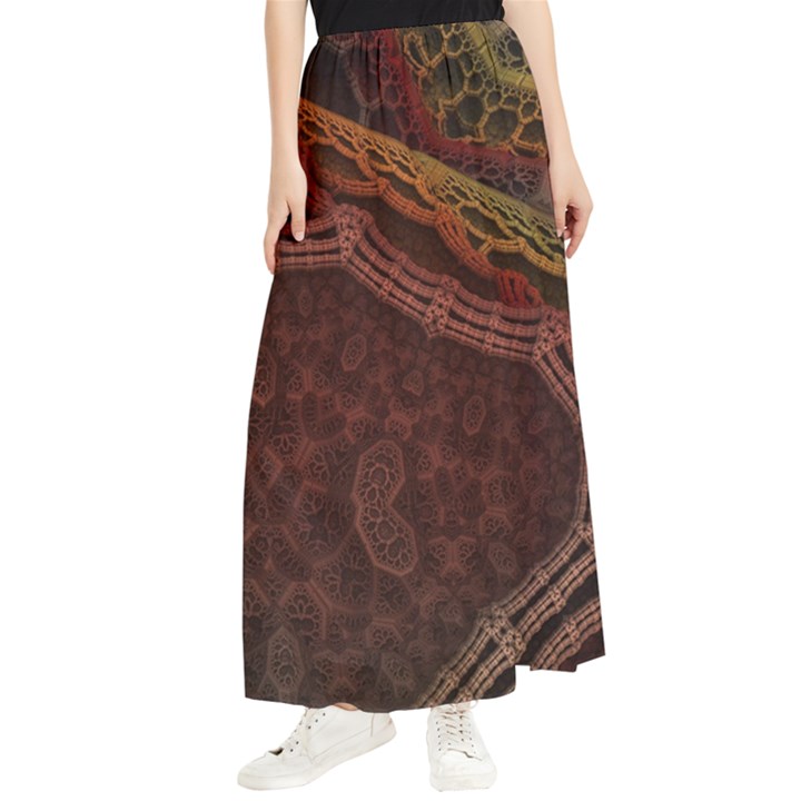 Fractal Pattern Geometric Pattern Maxi Chiffon Skirt