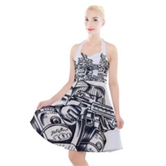 Scarface Movie Traditional Tattoo Halter Party Swing Dress 