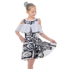 Scarface Movie Traditional Tattoo Kids  Shoulder Cutout Chiffon Dress