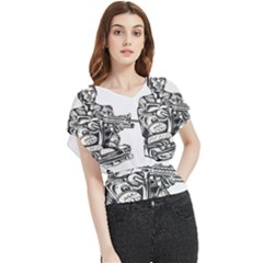 Scarface Movie Traditional Tattoo Butterfly Chiffon Blouse