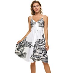 Scarface Movie Traditional Tattoo Sleeveless Tie Front Chiffon Dress by tradlinestyle