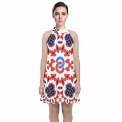  Im Fourth Dimension Adkps Strap Velvet Halter Neckline Dress 