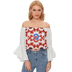  Im Fourth Dimension Adkps Strap Off Shoulder Flutter Bell Sleeve Top