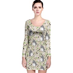 Pattern My Neighbor Totoro Long Sleeve Velvet Bodycon Dress