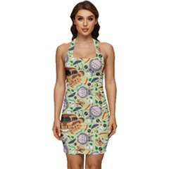 My Neighbor Totoro Pattern Sleeveless Wide Square Neckline Ruched Bodycon Dress by danenraven