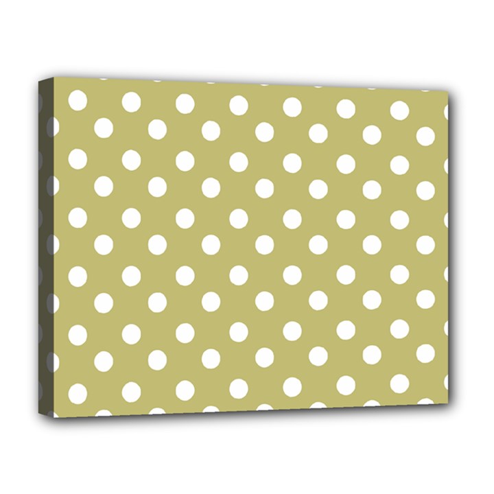 Lime Green Polka Dots Canvas 14  x 11  (Stretched)