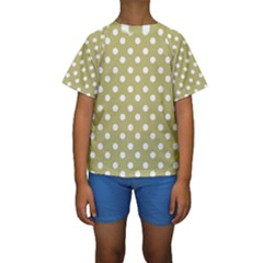 Lime Green Polka Dots Kids  Short Sleeve Swimwear by GardenOfOphir