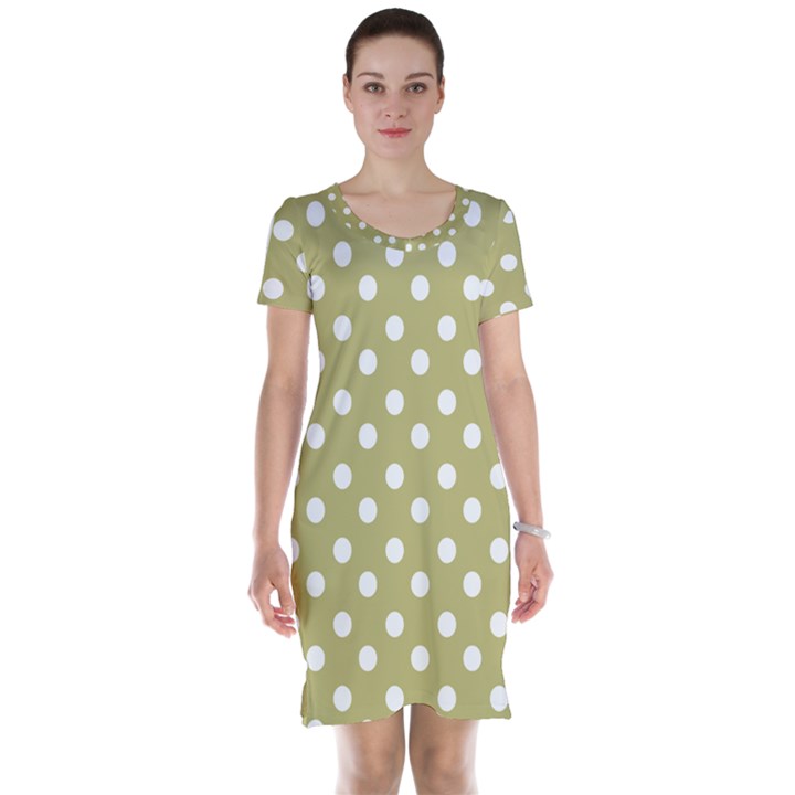 Lime Green Polka Dots Short Sleeve Nightdress