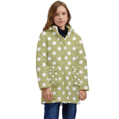 Lime Green Polka Dots Kid s Hooded Longline Puffer Jacket by GardenOfOphir