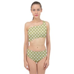 Lime Green Polka Dots Spliced Up Two Piece Swimsuit by GardenOfOphir