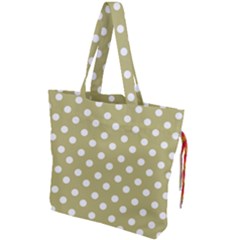 Lime Green Polka Dots Drawstring Tote Bag by GardenOfOphir