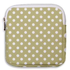 Lime Green Polka Dots Mini Square Pouch by GardenOfOphir