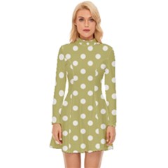 Lime Green Polka Dots Long Sleeve Velour Longline Dress by GardenOfOphir