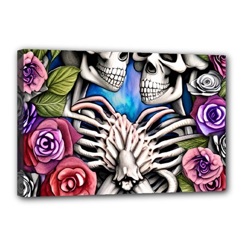 Floral Skeletons Canvas 18  X 12  (stretched) by GardenOfOphir