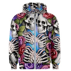 Floral Skeletons Men s Zipper Hoodie by GardenOfOphir