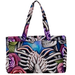 Floral Skeletons Canvas Work Bag by GardenOfOphir