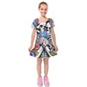 Floral Skeletons Kids  Short Sleeve Velvet Dress View1