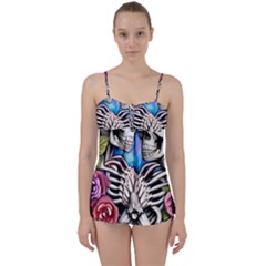 Floral Skeletons Babydoll Tankini Set by GardenOfOphir