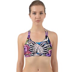 Floral Skeletons Back Web Sports Bra by GardenOfOphir