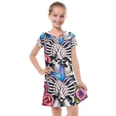 Floral Skeletons Kids  Cross Web Dress by GardenOfOphir