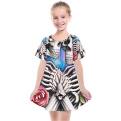 Floral Skeletons Kids  Smock Dress by GardenOfOphir