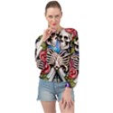 Floral Skeletons Banded Bottom Chiffon Top View1