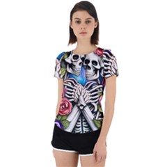 Floral Skeletons Back Cut Out Sport Tee by GardenOfOphir